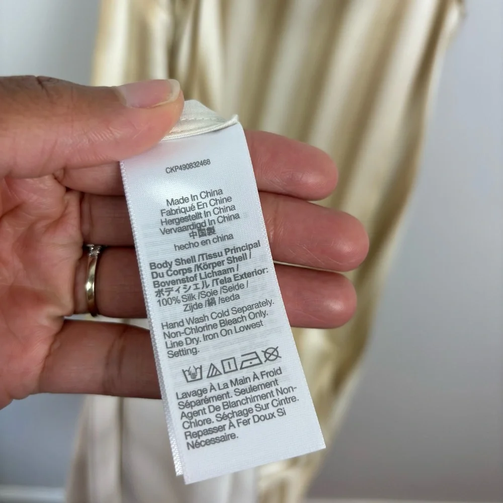 Madewell Silk Midi Slip Dress Faded Khaki Stripe Size 8